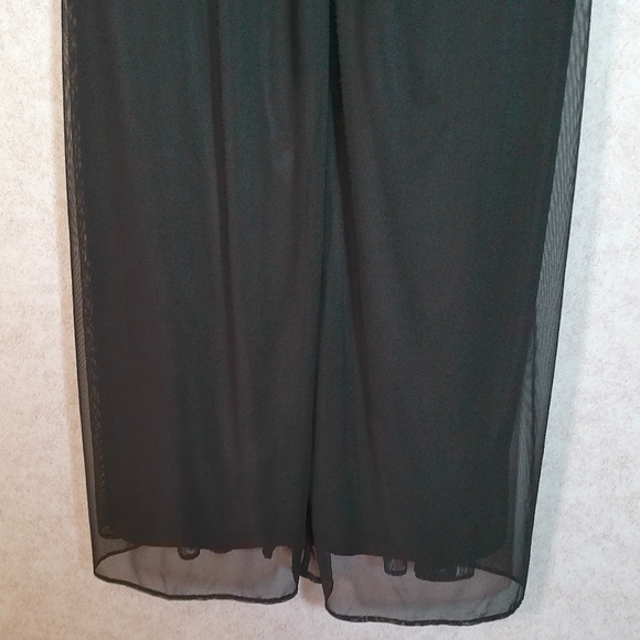 LKNW Nina Leonard Nylon Mesh Black Party Pants, Wide Leg w/Lining Sz M - Picture 7 of 9